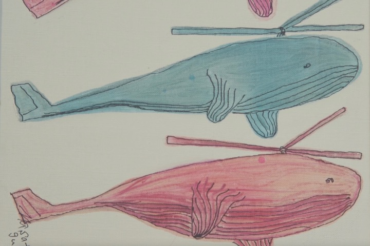 クジラが描かれたアート作品