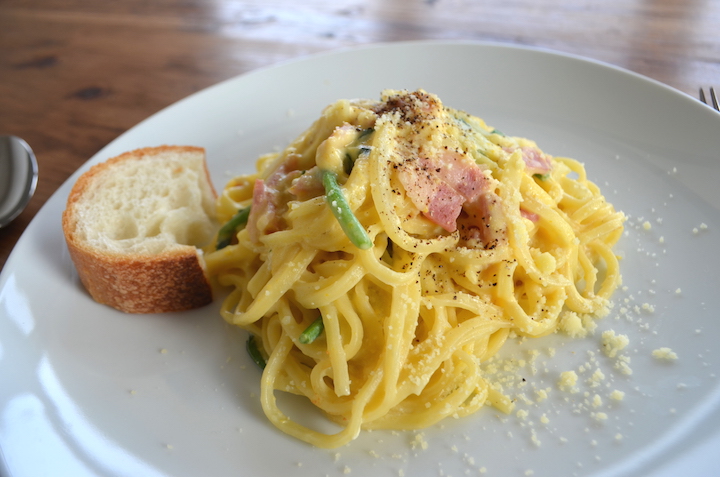 豆乳を使ったカルボナーラ