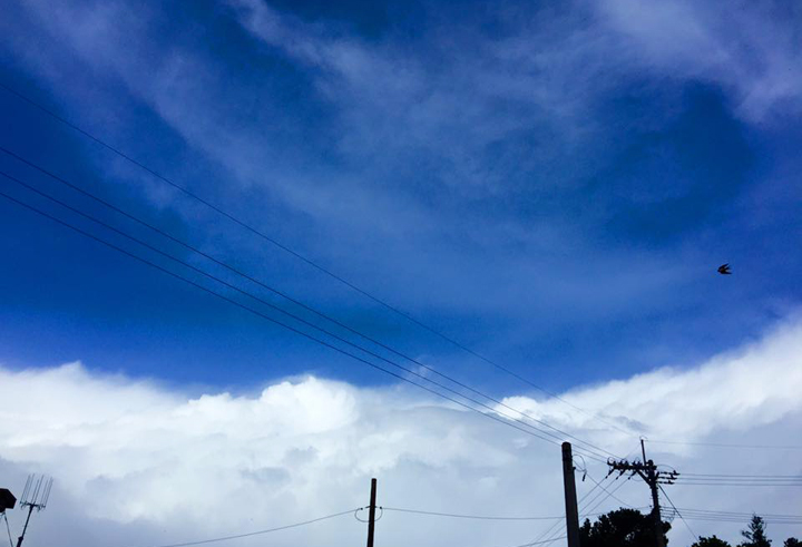 台風の雲との境目がくっきり