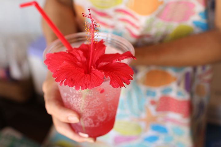 ハイビスカスのハナミツ入りソーダ水