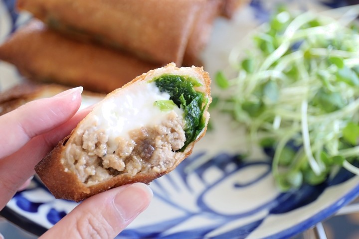 「ジーマーミ豆腐とアーサの春巻き」×ビール